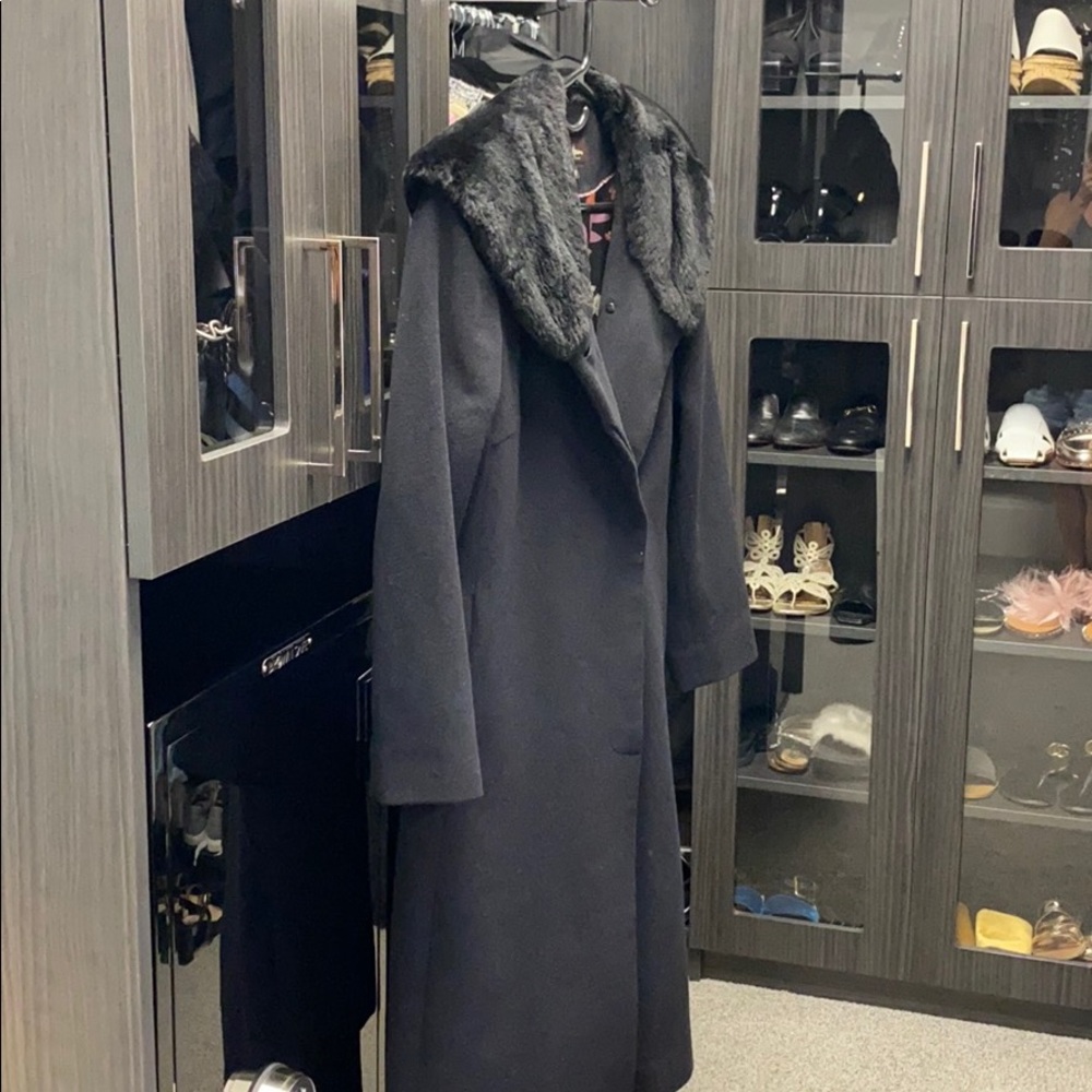 Cole Haan angora wool coat; sheared beaver collar